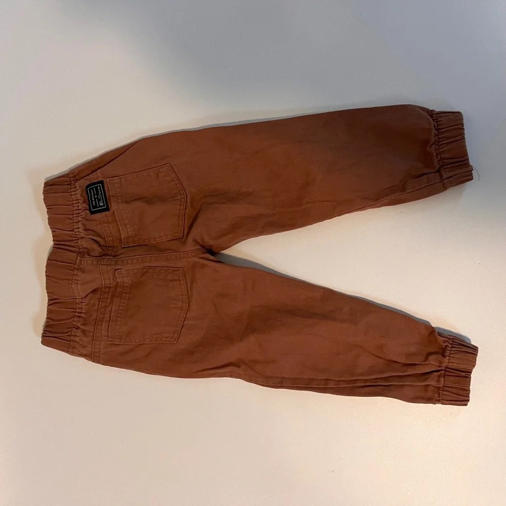 Ben Sherman Boys Rust Brown Twill Jogger Pants Elastic Waist Size 3T